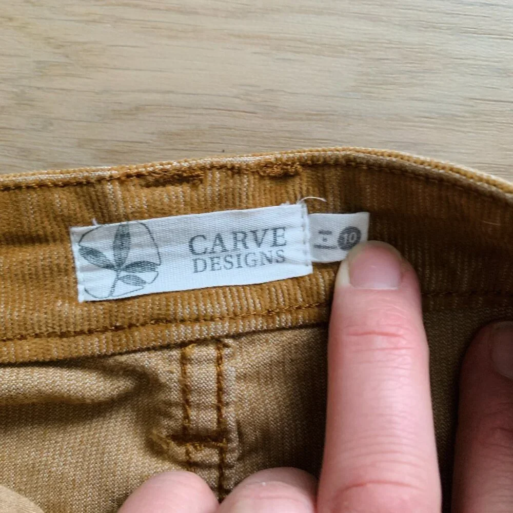 SOLD Carve Designs Maui Corduroy Mini Skirt Honey Goldenrod Womens 10 Cotton_3